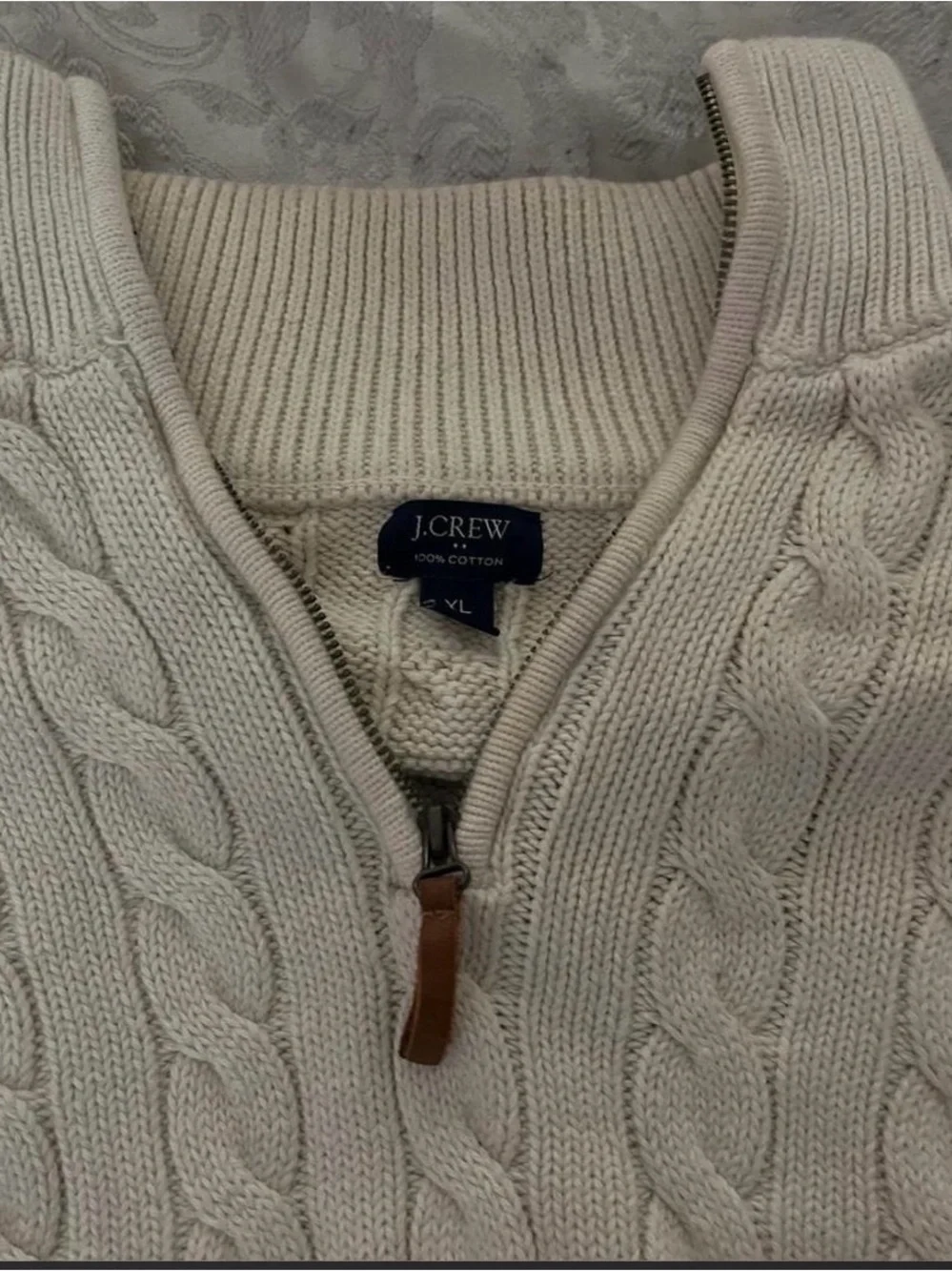 J. Crew Men's Cable-Knit Half-Zip Sweater in Cream